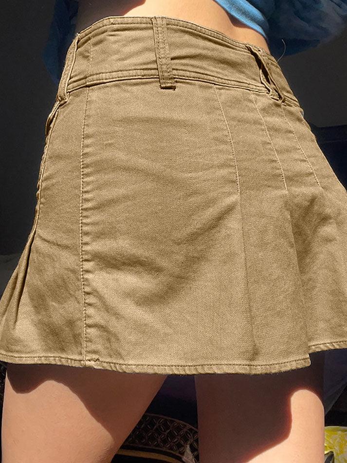 Low Waist Pleated Mini Skirt