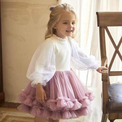 Melisa Long Sleeve Puffy Party Tutu Dress - MomyMall