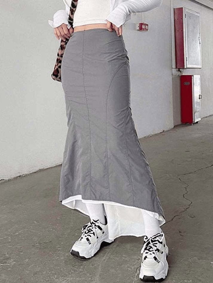 Mermaid Patchwork Long Cargo Skirt