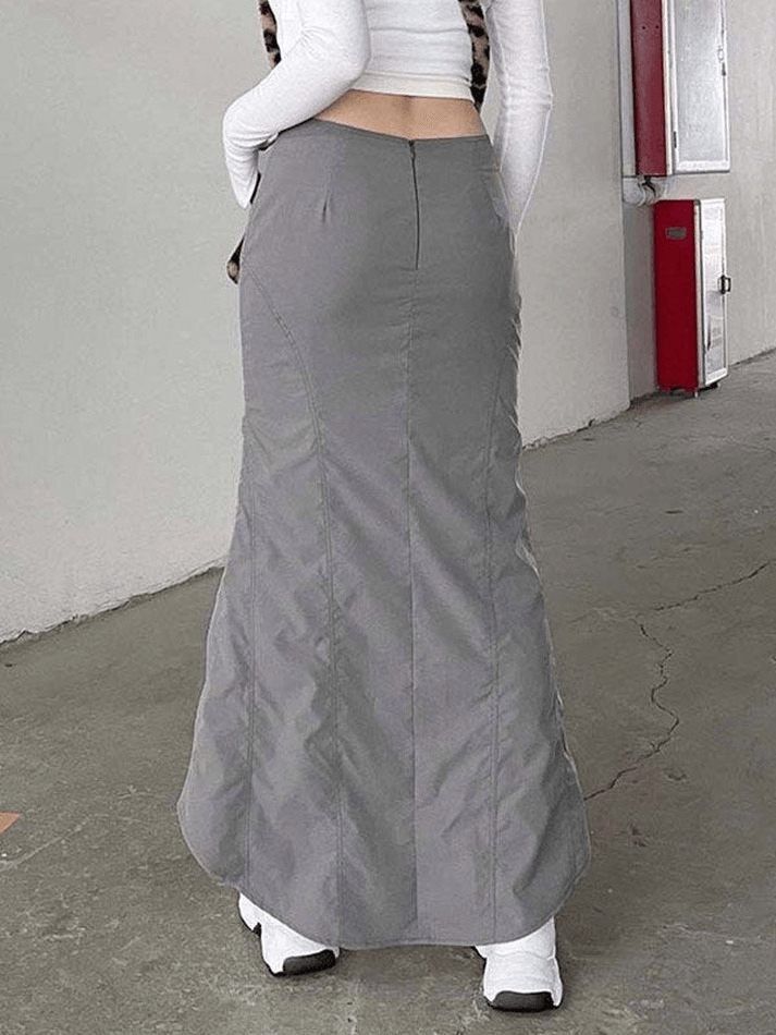 Mermaid Patchwork Long Cargo Skirt