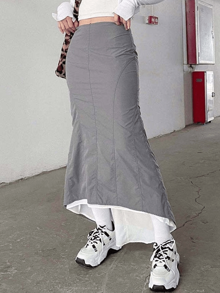 Mermaid Patchwork Long Cargo Skirt