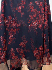 Mesh Paneled Floral Midi Skirt - MomyMall