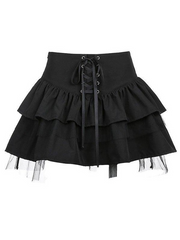 Mesh Paneled Tiered Mini Skirt