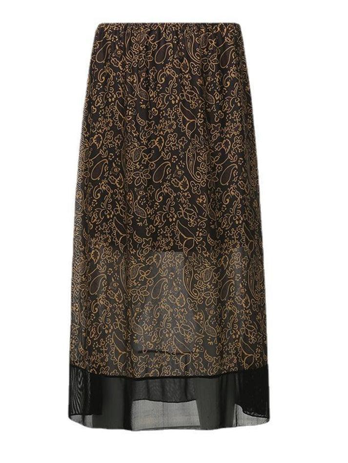 Mesh Printed Midi Skirt - MomyMall