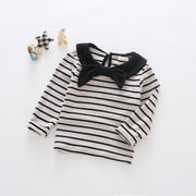 Mia Bows Collar Stripes Top