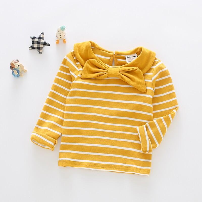 Mia Bows Collar Stripes Top