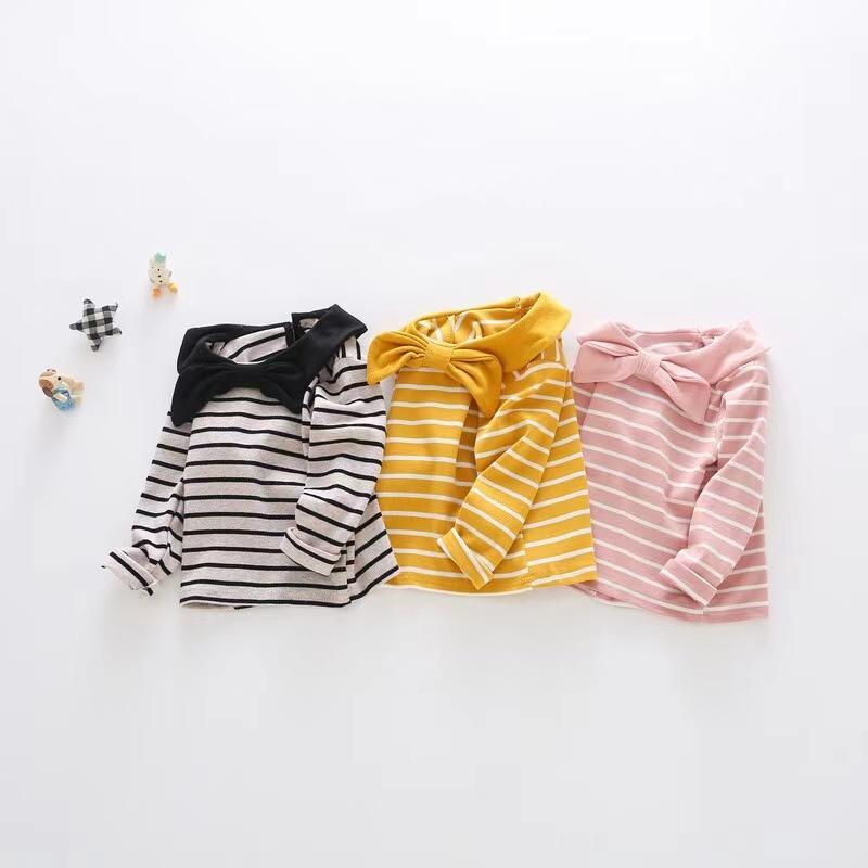 Mia Bows Collar Stripes Top