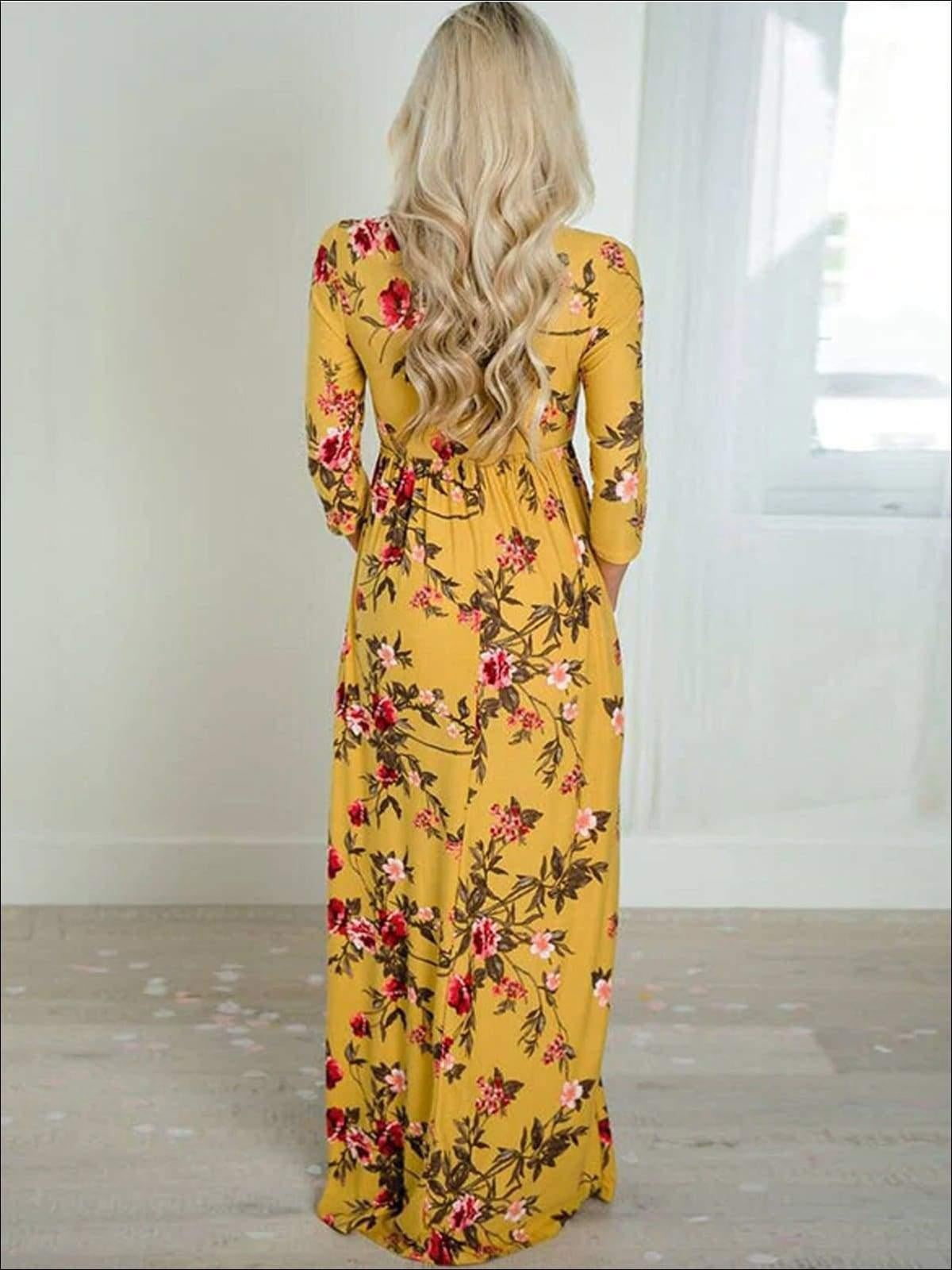 Family Mommy & Me Fall Floral Long Sleeve Maxi Dress - MomyMall