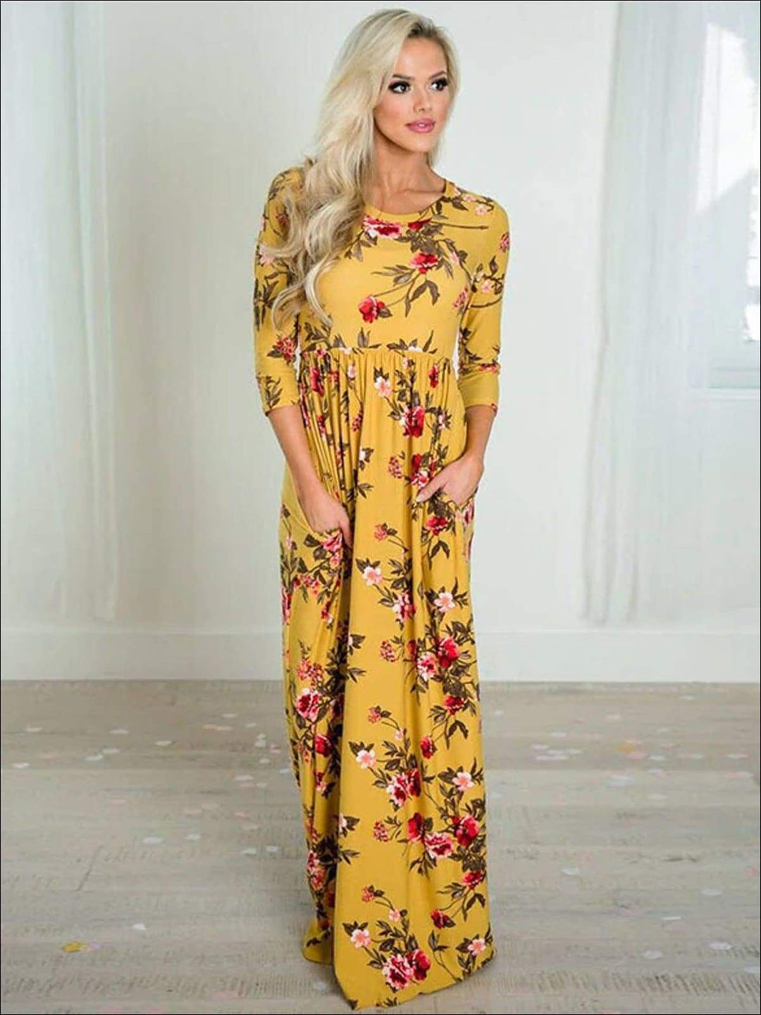 Family Mommy & Me Fall Floral Long Sleeve Maxi Dress by MomyMall