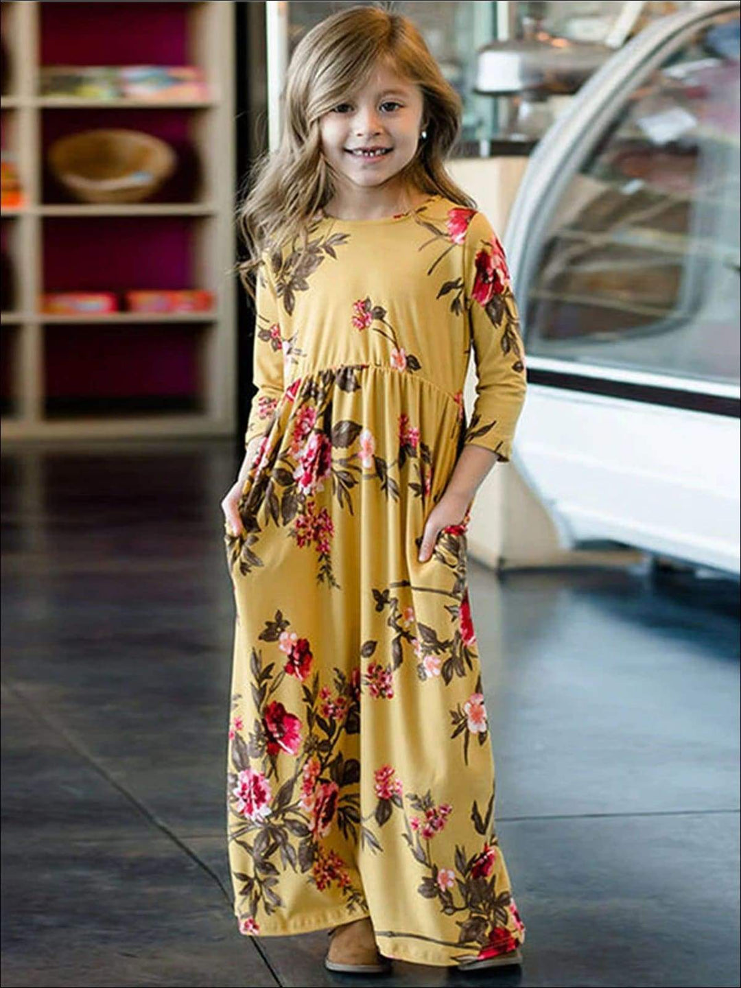 Family Mommy & Me Fall Floral Long Sleeve Maxi Dress by MomyMall Family Mommy & Me Fall Floral Long Sleeve Maxi Dress by MomyMall