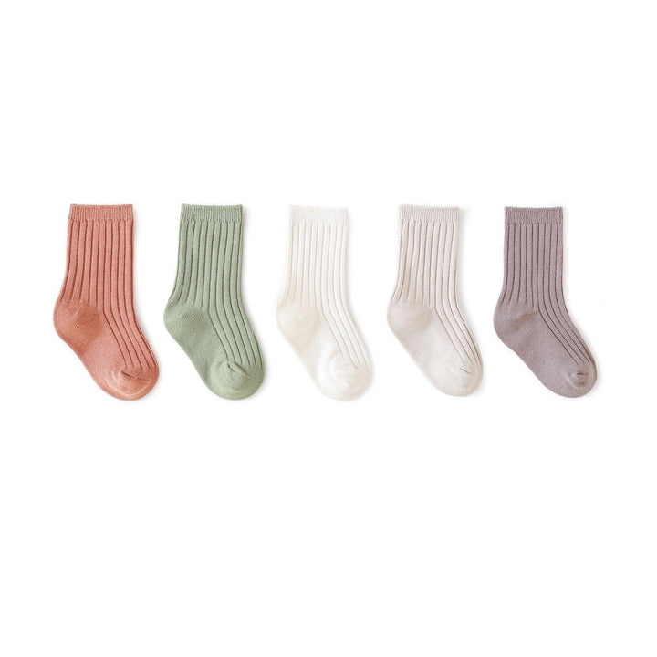 Morandi Solid Color Basic Socks [Set of 5] - MomyMall 0-12 Months / Green Orange