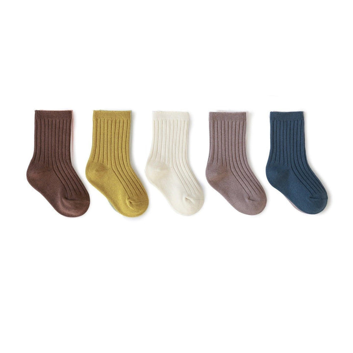 Morandi Solid Color Basic Socks [Set of 5] - MomyMall 0-12 Months / Yellow Blue