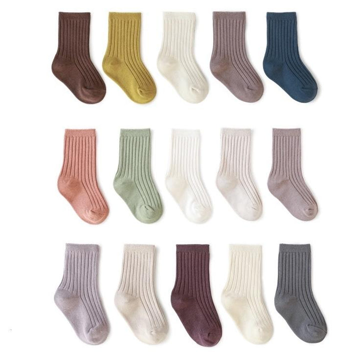Morandi Solid Color Basic Socks [Set of 5] - MomyMall