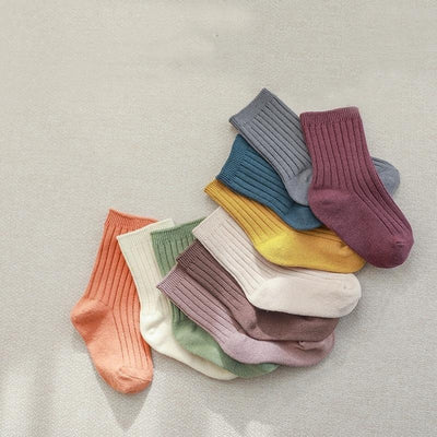 Morandi Solid Color Basic Socks [Set of 5] - MomyMall