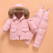 Nally Big Button Hooded 2-Piece Snowsuit Set - MomyMall 12-18 Months / Pink