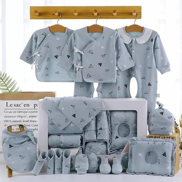 Newborn Baby Cotton Gift Set - MomyMall 18 Pieces / Blue
