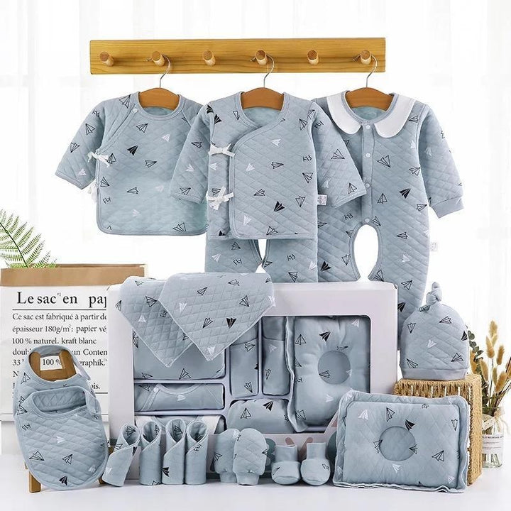 Newborn Baby Cotton Gift Set - MomyMall 18 Pieces / Blue Thick