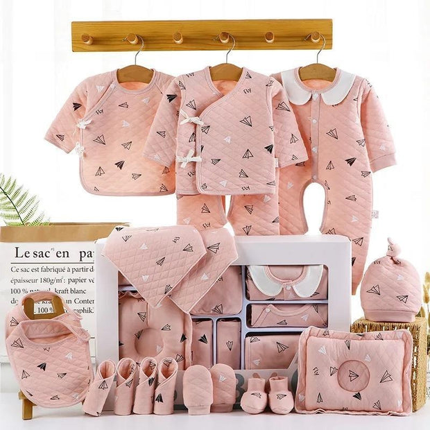Newborn Baby Cotton Gift Set - MomyMall 18 Pieces / Pink Thick