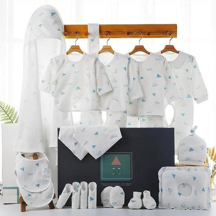 Newborn Baby Cotton Gift Set - MomyMall 22 Pieces / White Blue