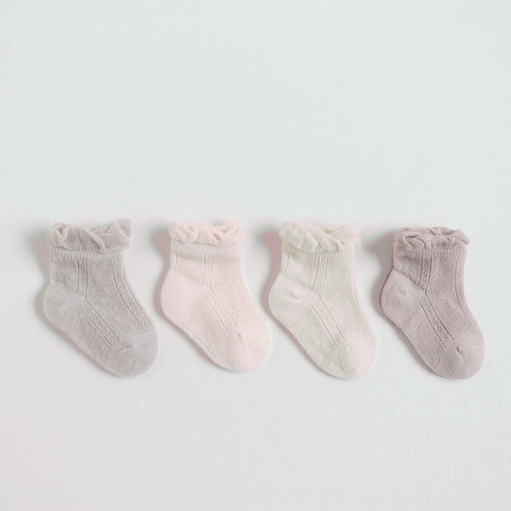 Nina Ruffle Mesh Summer Socks [Set of 4]