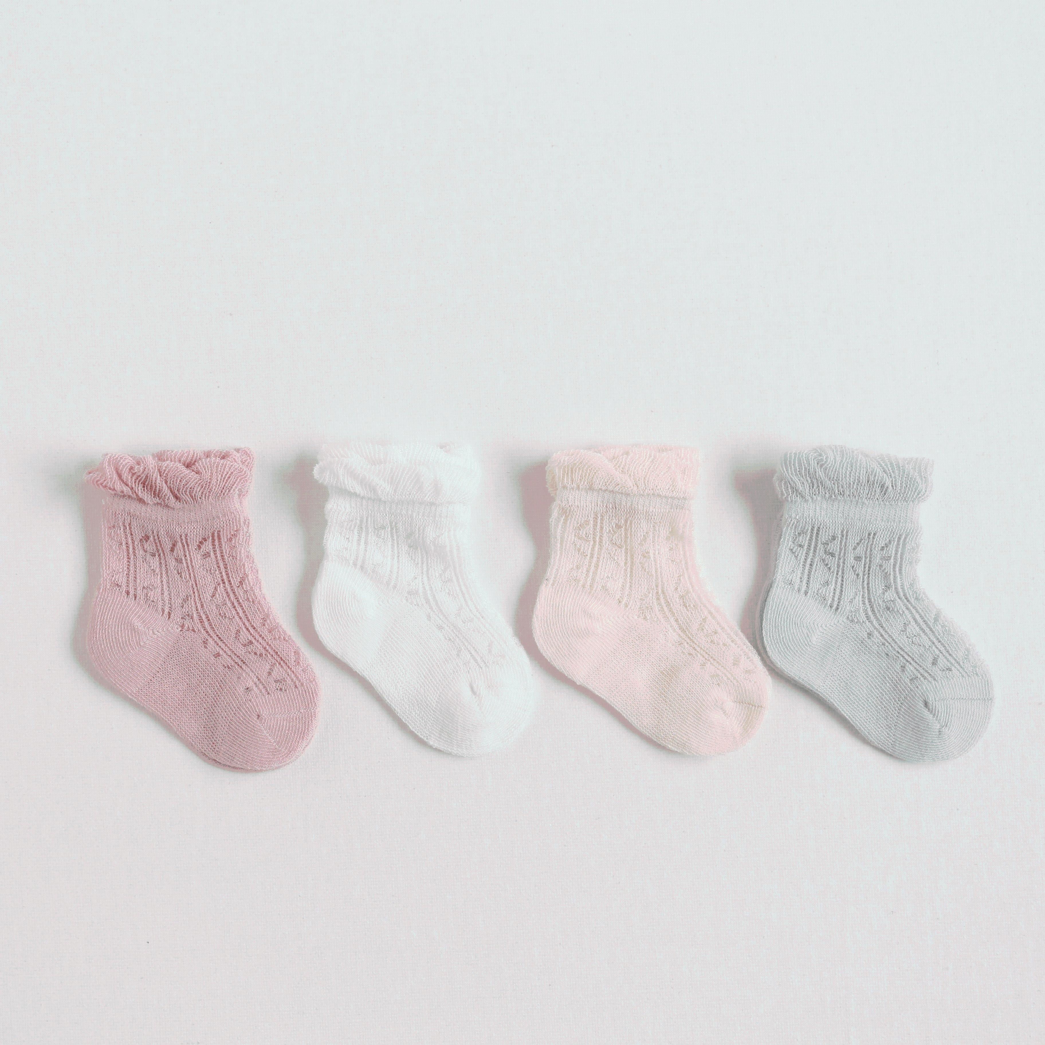 Nina Ruffle Mesh Summer Socks [Set of 4]