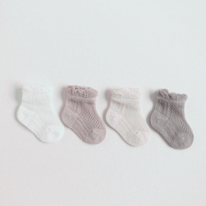 Nina Ruffle Mesh Summer Socks [Set of 4]