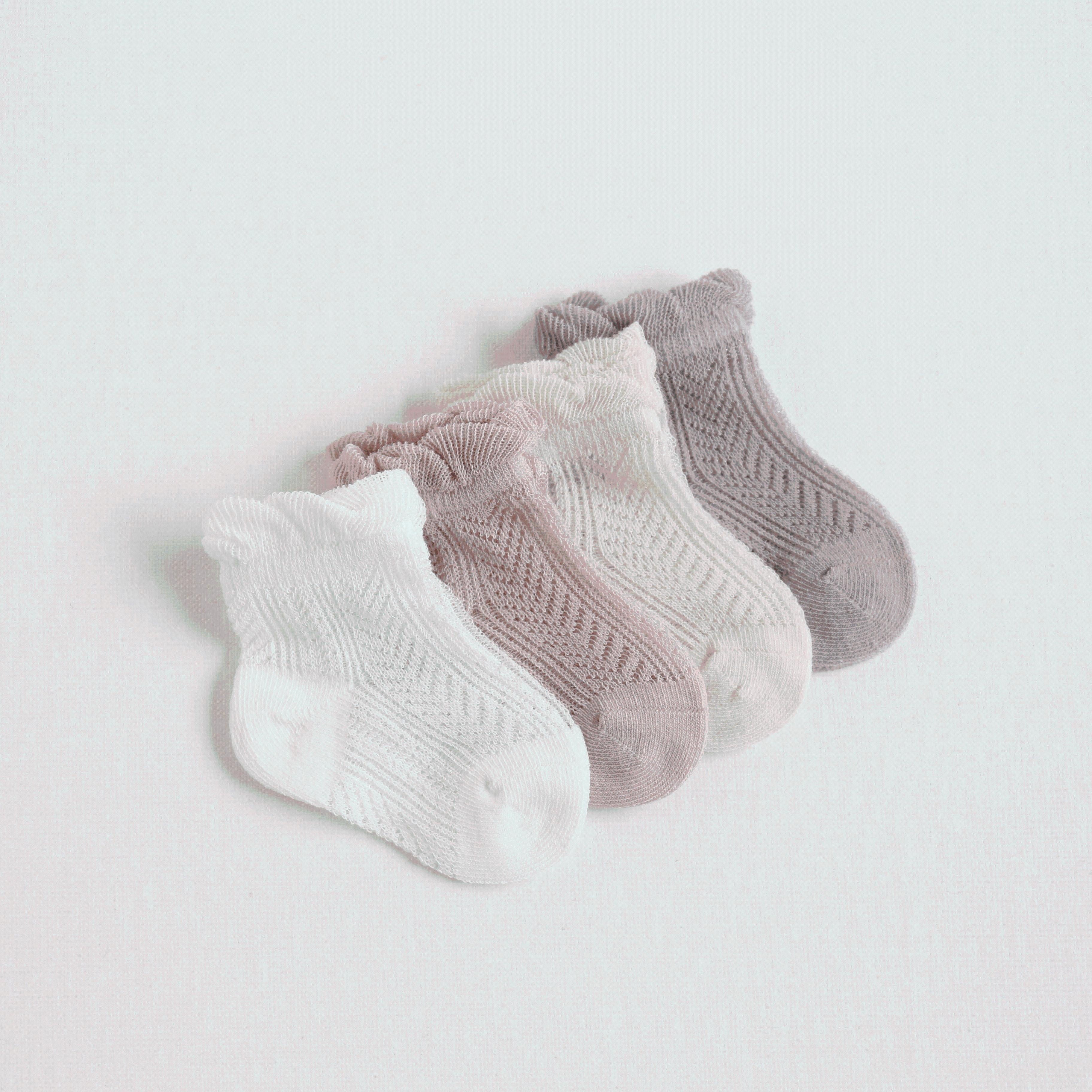 Nina Ruffle Mesh Summer Socks [Set of 4]