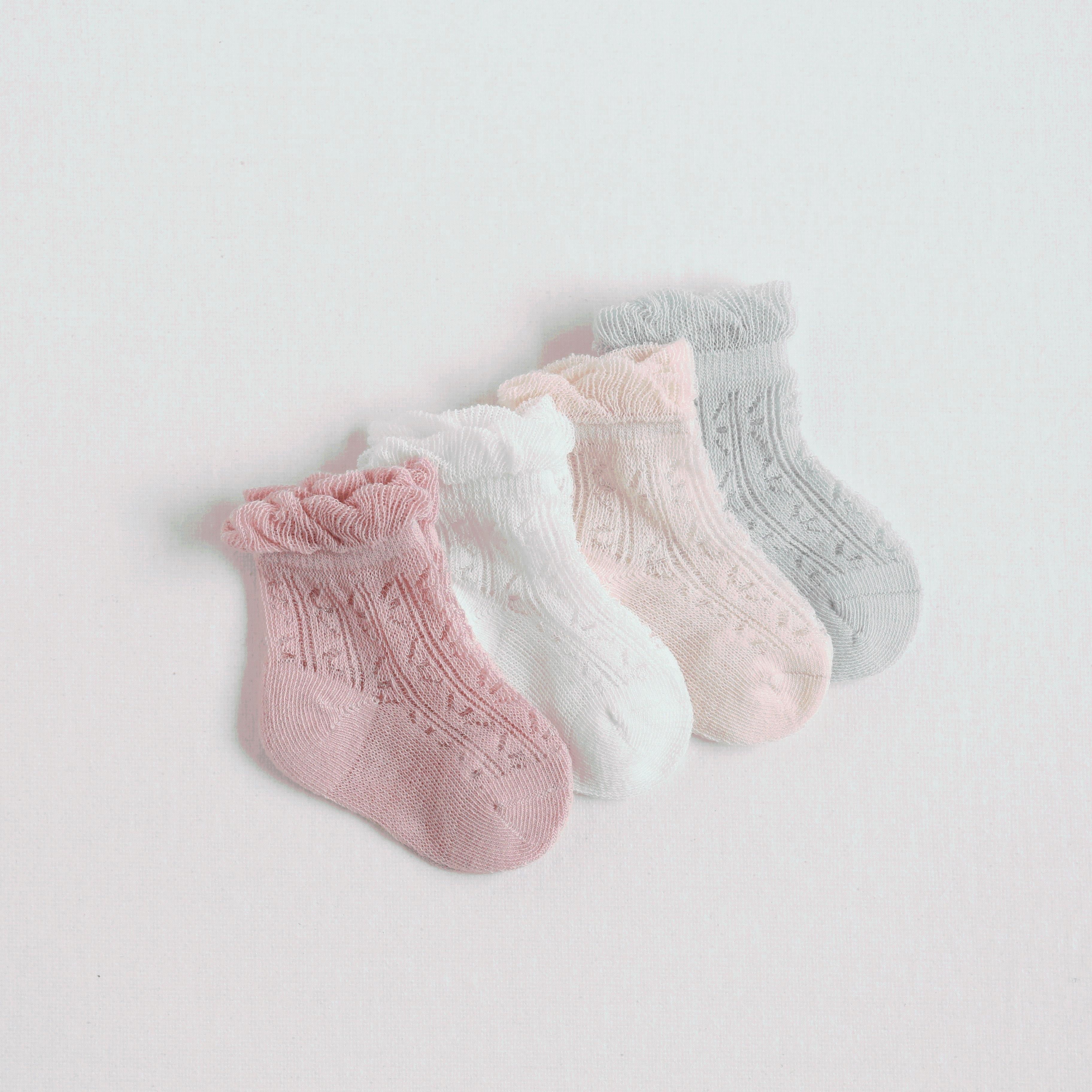 Nina Ruffle Mesh Summer Socks [Set of 4]