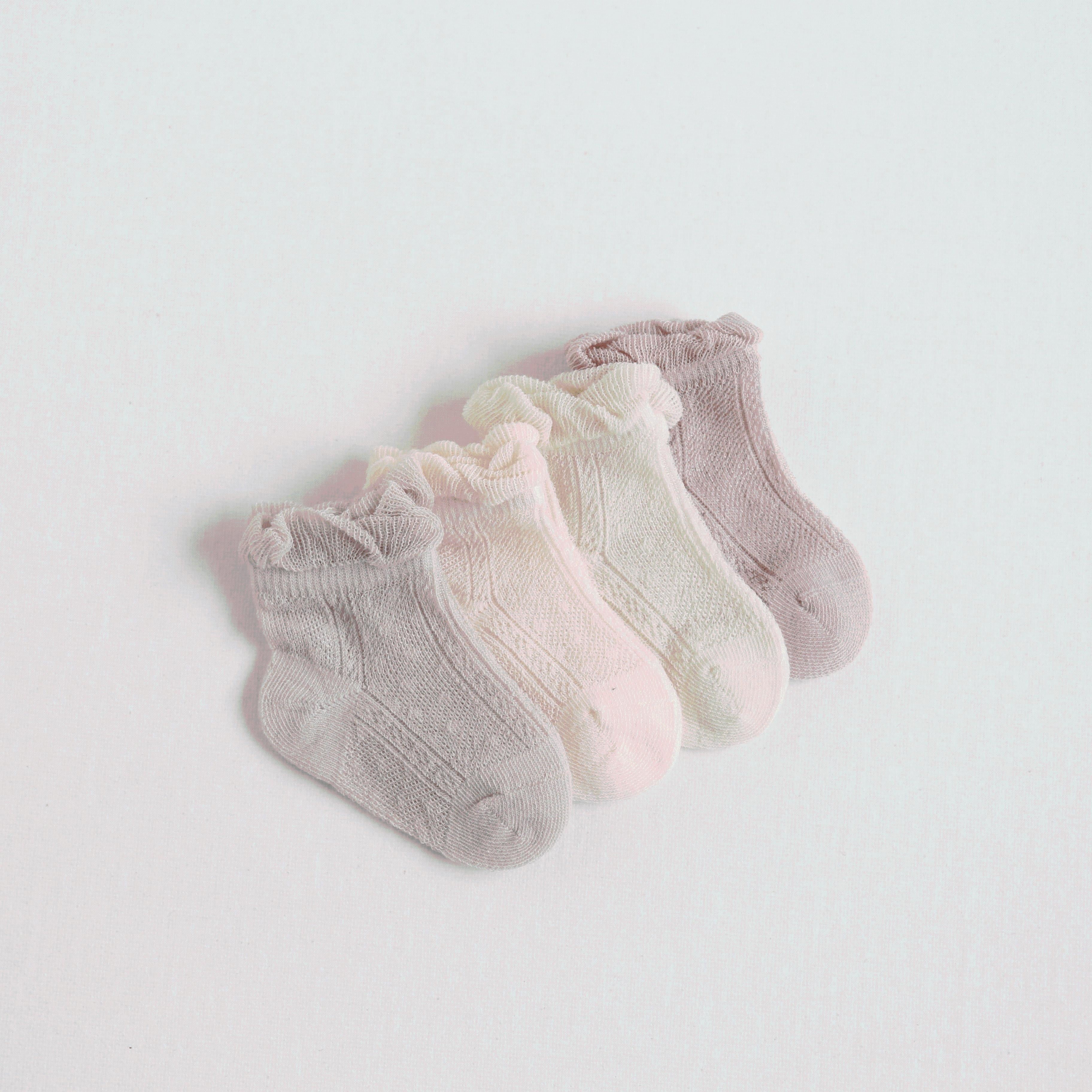 Nina Ruffle Mesh Summer Socks [Set of 4]