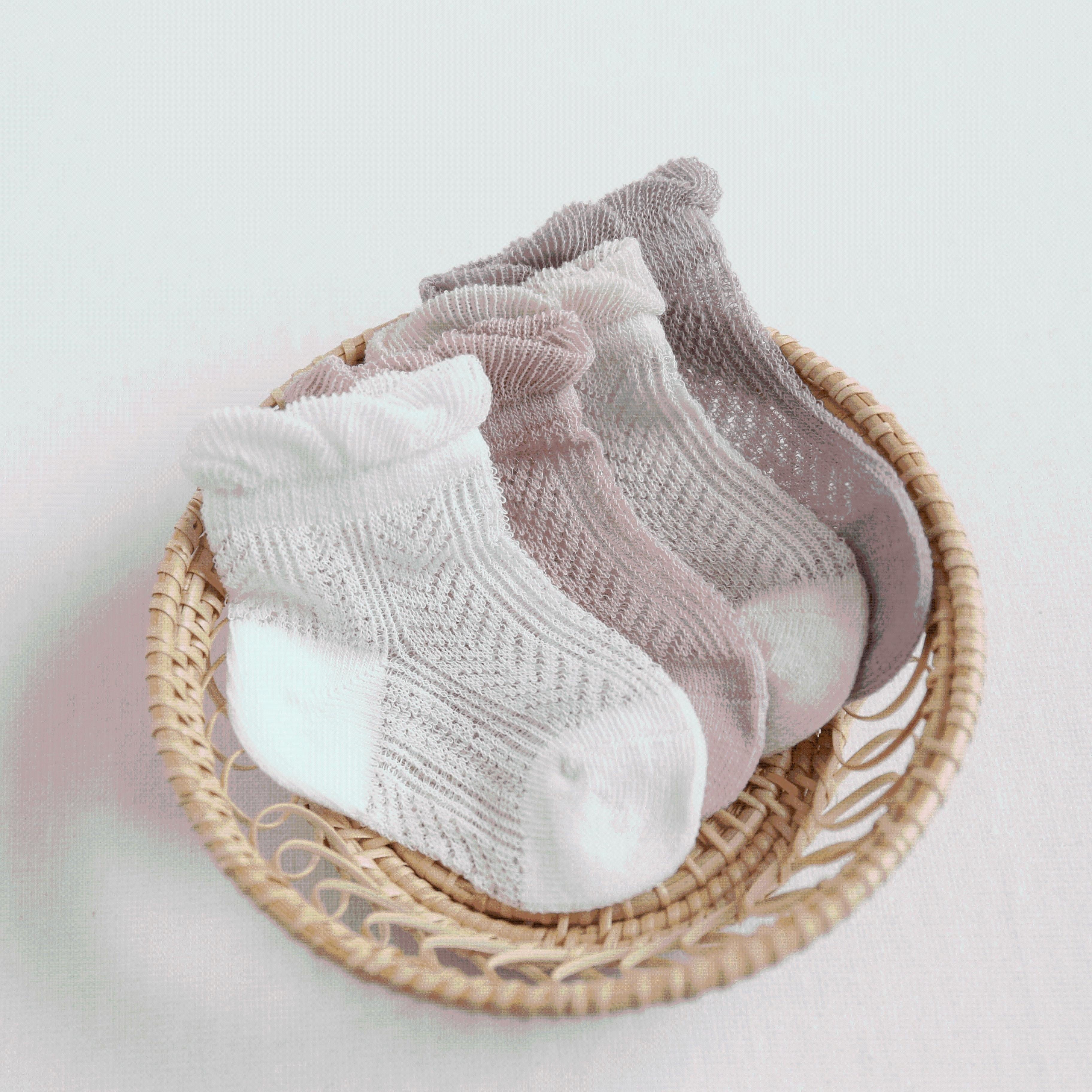 Nina Ruffle Mesh Summer Socks [Set of 4]