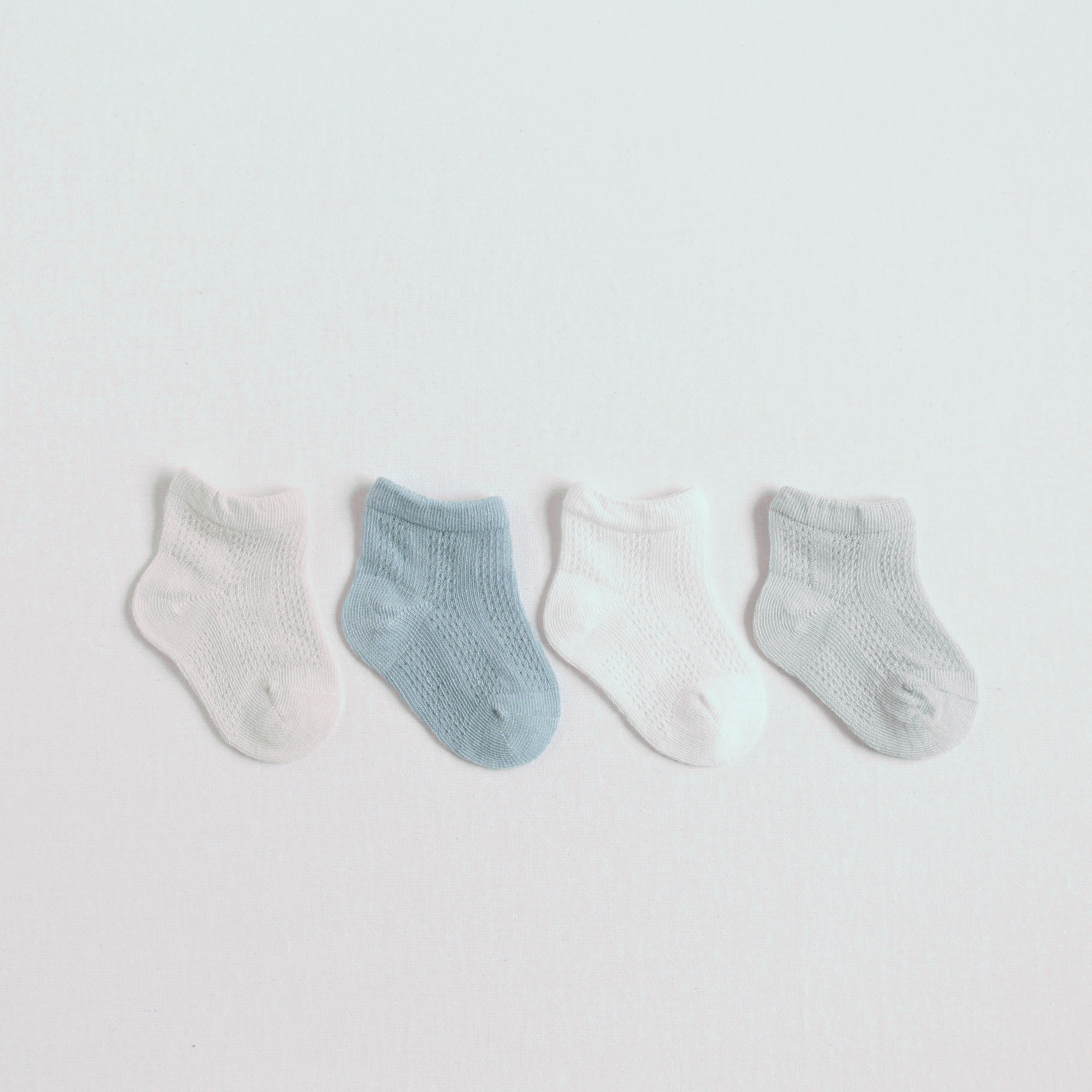 Noel Basic Mesh Summer Socks [Set of 4] - MomyMall 0-6 Months / Strip