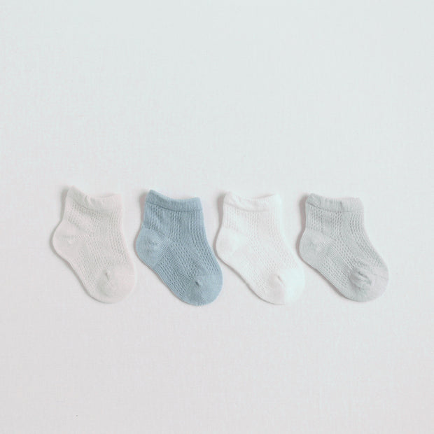 Noel Basic Mesh Summer Socks [Set of 4] - MomyMall 0-6 Months / Strip