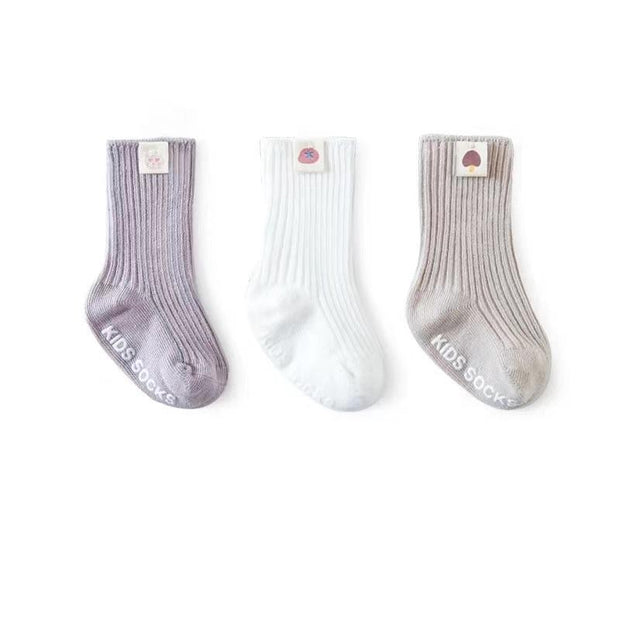 Nunu Tiny Tag Non-Slip Socks [Set of 3] - MomyMall 0-6 Months / Lilac