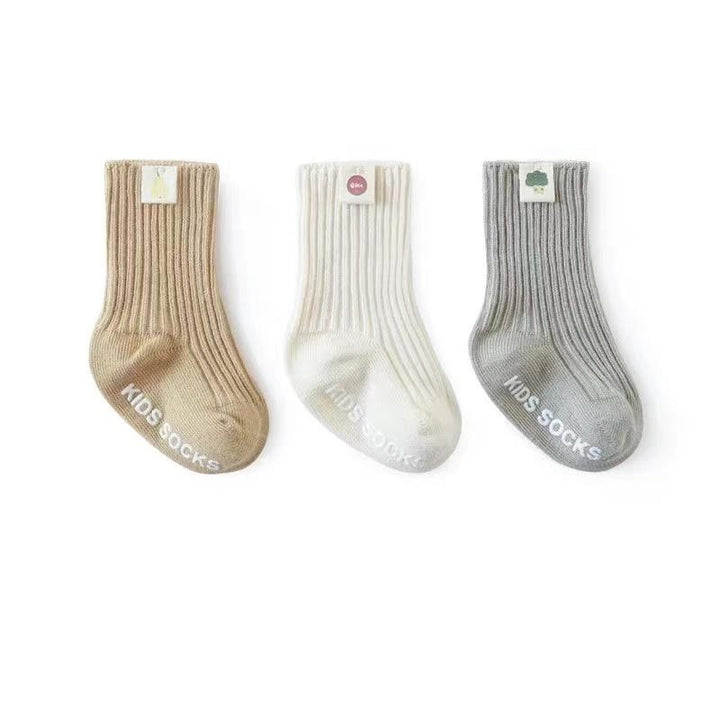 Nunu Tiny Tag Non-Slip Socks [Set of 3] - MomyMall 0-6 Months / Yellow
