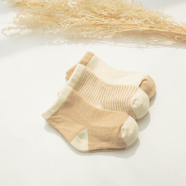 Organic Cotton Basic Socks [Set of 3] - MomyMall 0-6 Months / Stripe