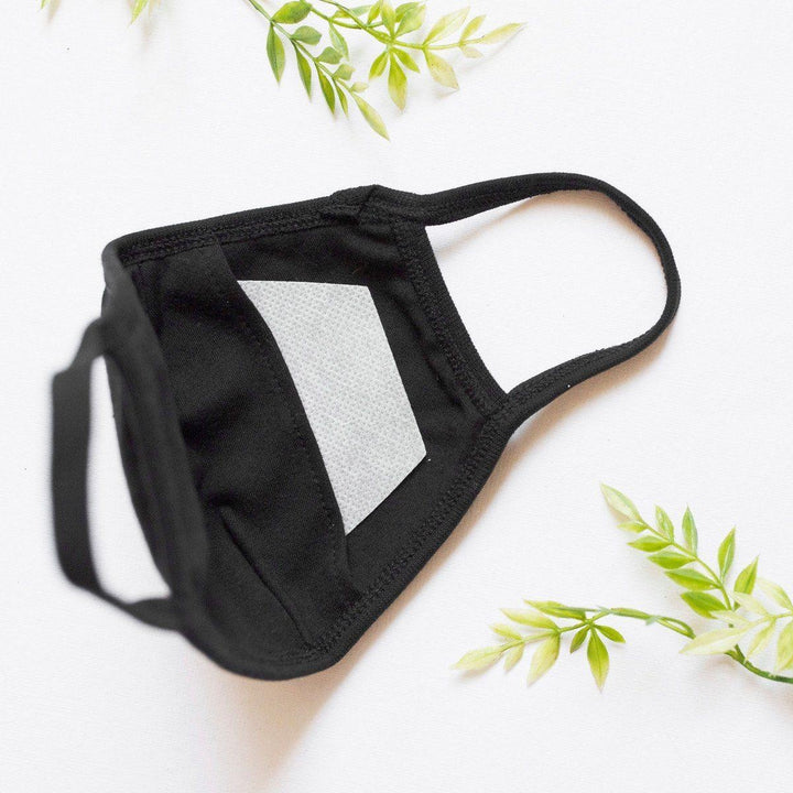 Organic Cotton Reusable Face Mask - MomyMall Adult / Black with Filter Pocket