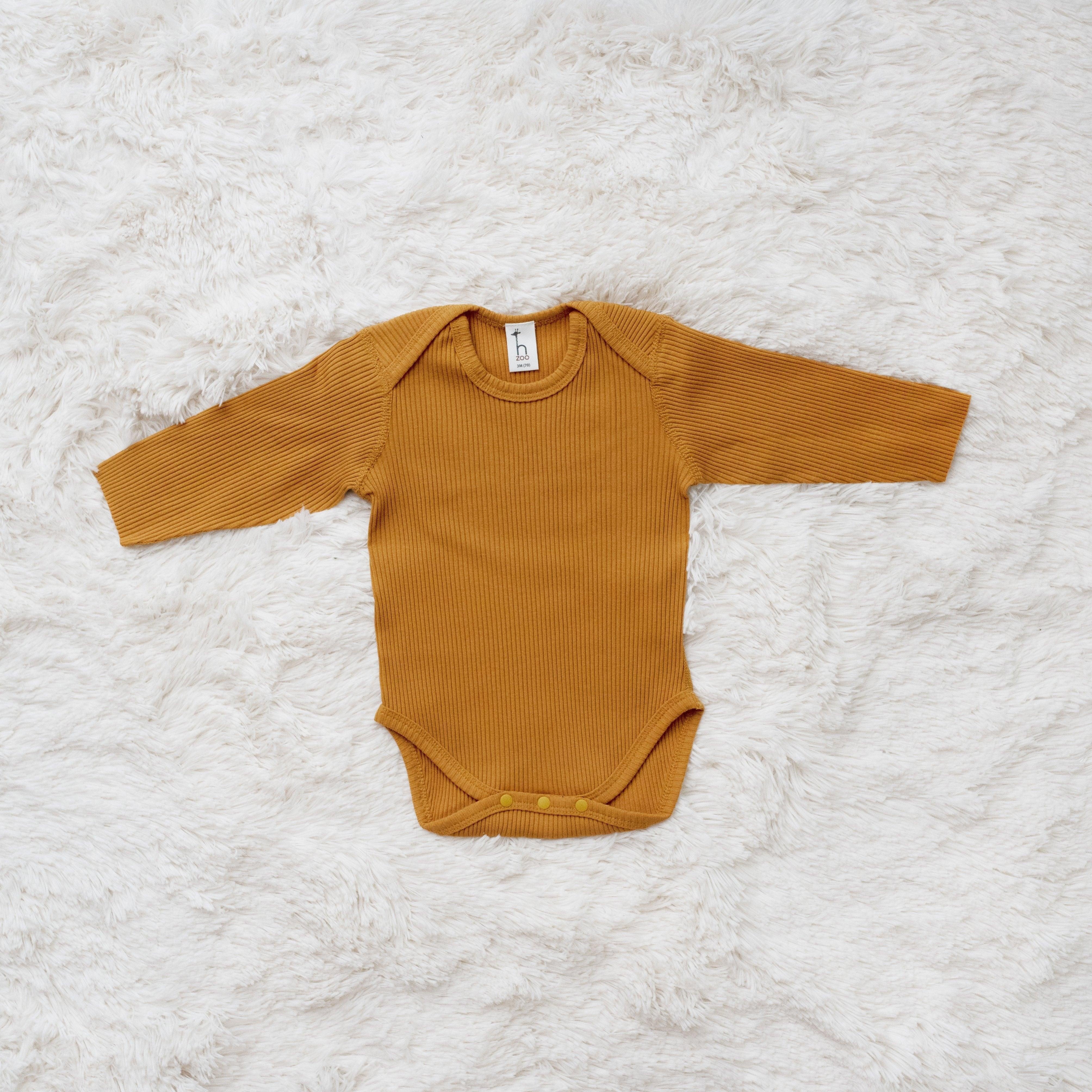 Organic Cotton Ribbed Romper - MomyMall Mustard / 0-3 Months