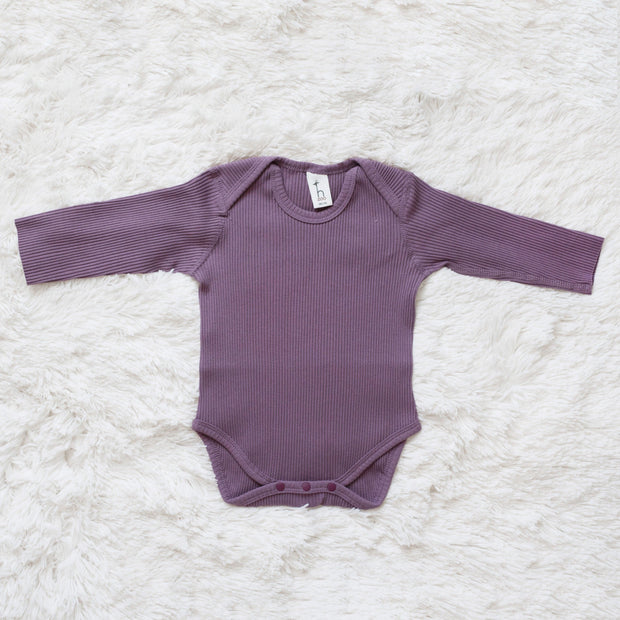 Organic Cotton Ribbed Romper - MomyMall Violet / 0-3 Months