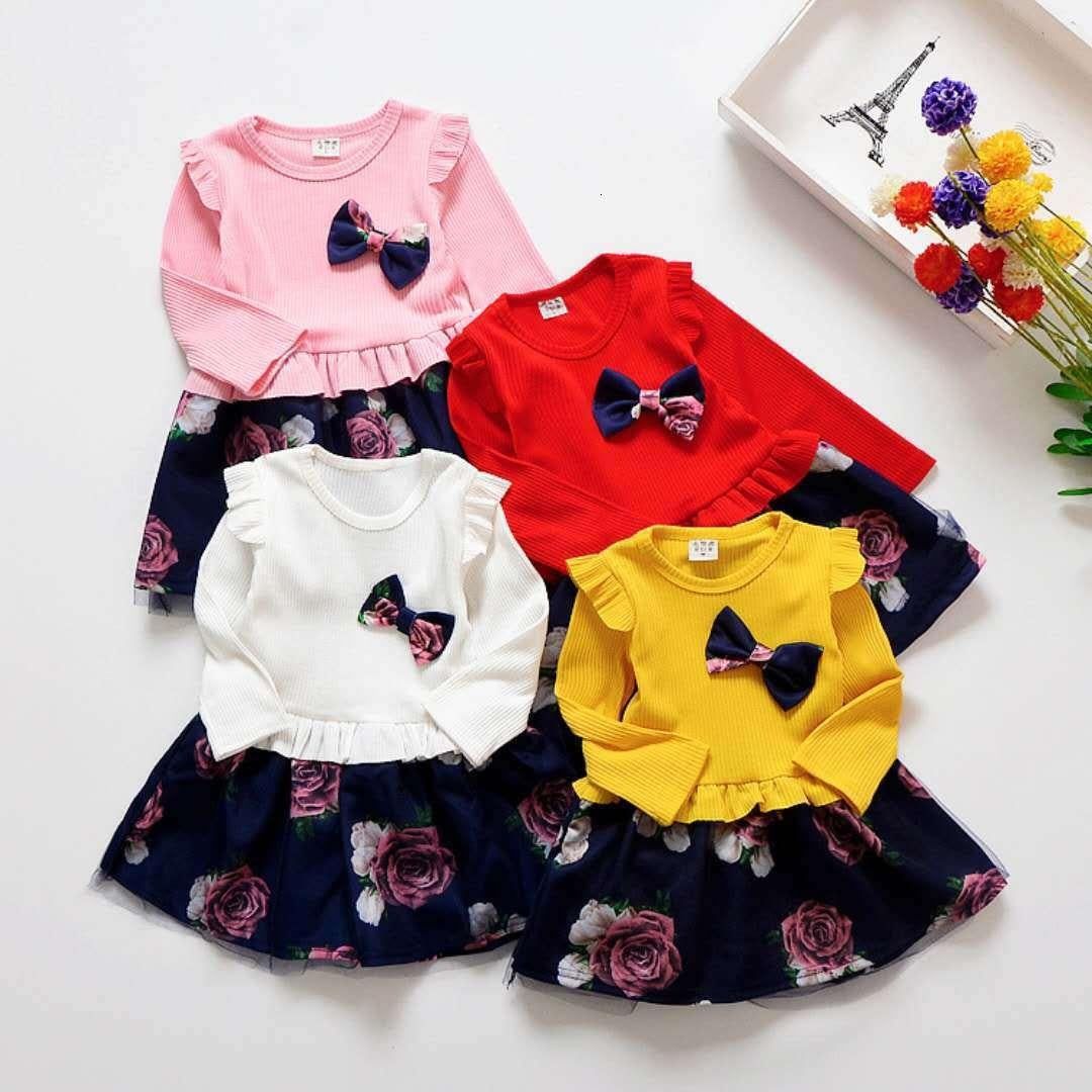 Girls Dress Long Sleeve Floral Dresses Fashion Casual Dress 2-7T - MomyMall