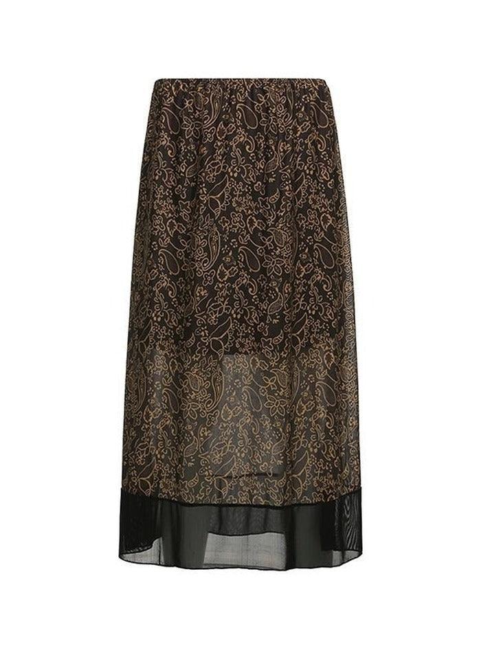 Patchwork Paisley Print Mesh Midi Skirt - MomyMall