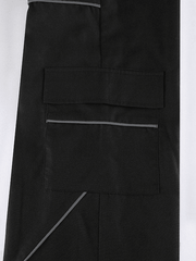 Piping Detail Black Jogger Cargo Pants