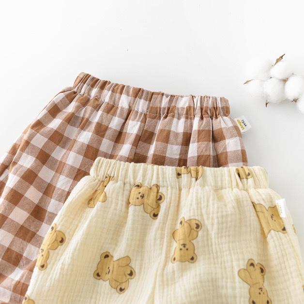 Plaid Bear Plush Baggy Pants - MomyMall