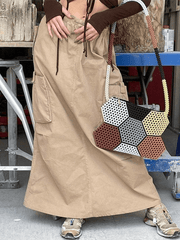 Plus Size Friendly Vintage Y2K Cargo Skirt - MomyMall Khaki / S