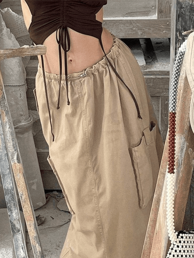 Plus Size Friendly Vintage Y2K Cargo Skirt - MomyMall