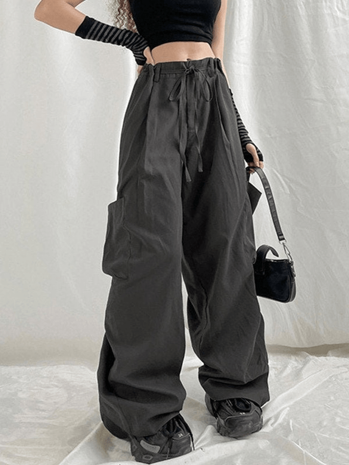 Pocket Baggy Y2K Parachute Cargo Pants - MomyMall