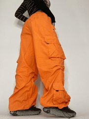 Pocket Drawstring Parachute Cargo Pants - MomyMall