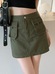 Pocket Patch Denim Cargo Mini Skirt
