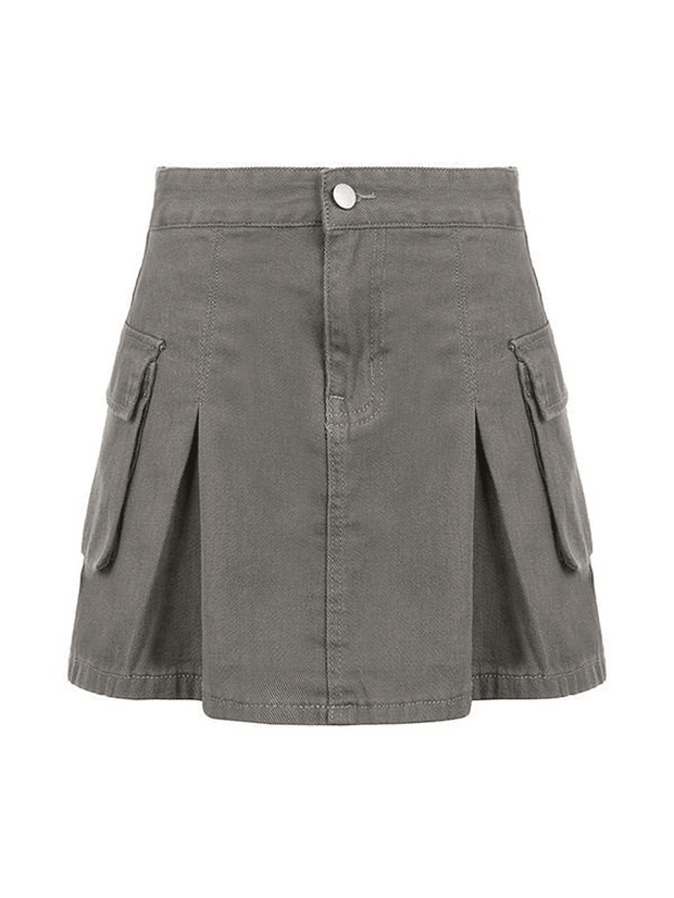Mini-jupe cargo en jean plissée avec poche