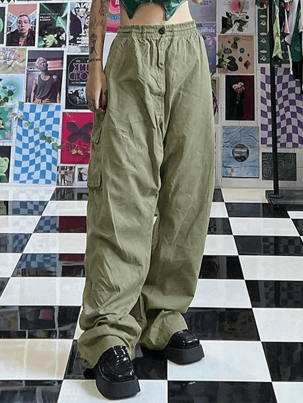Pocket Y2K Baggy Cargo Pants - MomyMall Green / S