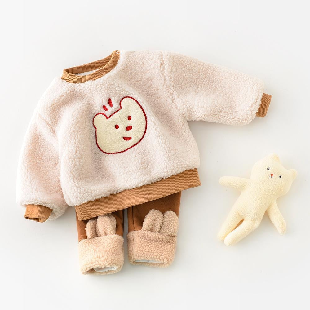 Polar Bear Patch Plush Top - MomyMall Cream / 6-12 Months